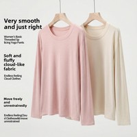 T-shirt de maternité en coton Youkesi rose, haut printemps/été, coupe ample, polyvalent, amincissant, style uni, col pull, tridimensionnel