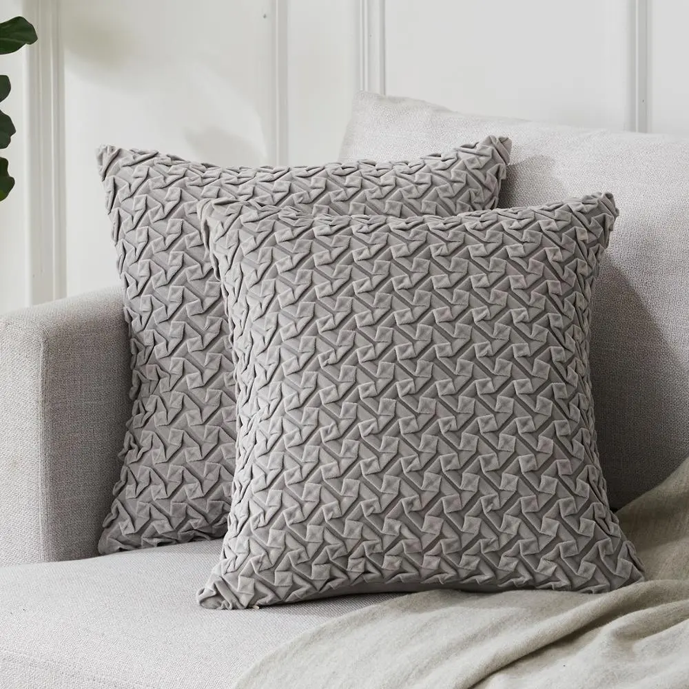 Sarung Bantal Sofa Mode Modern Mewah Dekorasi Buatan Tangan Pintuck Lipit Geometris Sarung Penutup Bantal