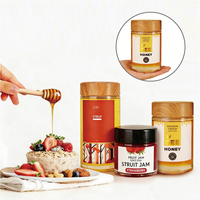 Bocaux en verre pour miel de 180 ml, 360 ml, 750 ml avec couvercle métallique torsadé, distributeur hermétique à large ouverture pour sirop, qualité alimentaire sans BPA, pour la maison