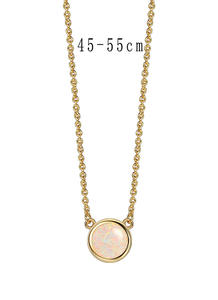 Hot Sale Stylish Geometric Cuban Chain 18inches Anniversaries Classic Unisex Brass <b>Opal</b> Charm <b>Necklace</b> 14K <b>Gold</b> Fashionable - Product Image 2