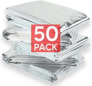 50 Pack Factory Price Outdoor Camping Survival Space Emergency Foil Blanket para atividades ao ar livre