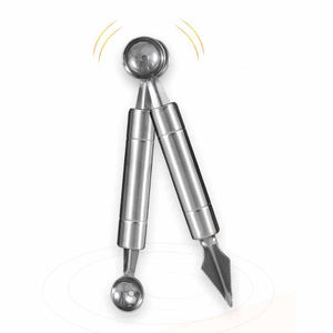 En gros KLH246 Coupe-boules de pastèque 2 en 1, Cuillère à pastèque, Couteau à découper les fruits, Outil à gratter la pulpe en acier inoxydable - Product Image 5