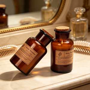 Bougie parfumée en cire de soja Aroma Sensation Vintage, pot en verre ambré avec couvercle en liège, aromathérapie, décoration d'intérieur - Product Image 4