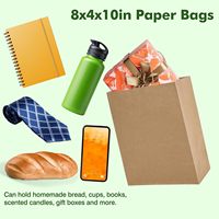 Sac en papier kraft recyclable personnalisé de qualité supérieure avec poignée pour boulangerie, pain, emballage de livraison à emporter en gros