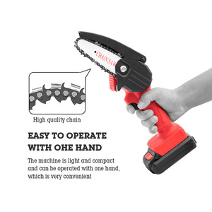 Sierra de cadena <span class=keywords><strong>el</strong></span>éctrica inalámbrica, herramienta recargable de 4 pulgadas, 21V, alimentada por batería para cortar madera, ramas de árbol - Product Image 3