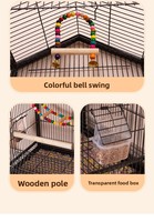 VaryWell Grande cage à oiseaux en acier inoxydable noir à double étage avec roulettes pour perroquets, canaris, perruches et autres grands oiseaux