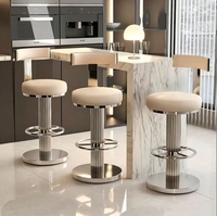 Tabourets de bar modernes en acier inoxydable, réglables en hauteur, pivotants, avec dossier, pour cuisine, bar à domicile et salle à manger