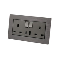 Prise murale en aluminium double 13A, 2 prises, 1 USB-A et 1 USB-C, IP22 CE, pour adaptateur secteur Cellati de type britannique