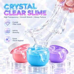 Slime transparent, doux, extensible et brillant, jouet avec additifs de couleur et de parfum personnalisés, OEM ODM, marque privée - Product Image 1