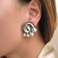 2024 Dazan nouvel été 18k plaqué or hypoallergénique en acier inoxydable Vintage escargot Super brillant griffe boucles d'oreilles danseur bijoux