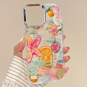 Nuova <span class=keywords><strong>Cover</strong></span> per Cellulare con Stampa Stella Marina <span class=keywords><strong>Arancione</strong></span> e Limoni, Elettroplaccata, con Foro per Fotocamera, per <span class=keywords><strong>iPhone</strong></span> 7 8 <span class=keywords><strong>X</strong></span> Xr Xs 11 12 13 14 15 16 17 Pro Max - Product Image 2