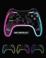 Control de Juego Bluetooth Ipega PG-9228, Gamepad Transparente con Luces RGB para NS Switch, Juegos MFi, Teléfonos Inteligentes IOS y Android