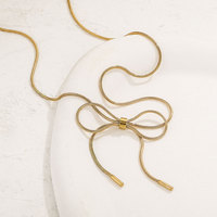 Joyería fina Simple de lujo para mujer, collares que no se deslustran, collar de cadena de espiga con lazo de nudo de mano de plata dorada