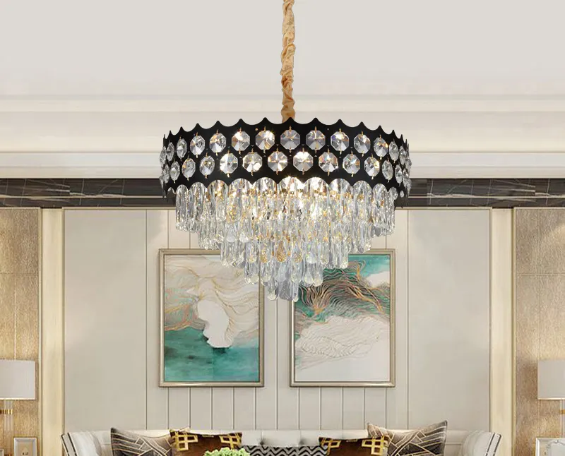 fabric shade arabian living room hang lamp modern luxury spiral decoration hand blown glass chandelier for living room