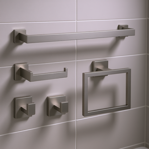 Juego de Accesorios de Baño de 5 Piezas, Acero Inoxidable Niquelado Cepillado, Soporte de Pared para Toallas, Ganchos, Portarrollos de Papel Higiénico - Product Image 2