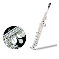 Professional Woodwind Instrument Silver Plated Straight Soprano Saxophone