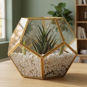 Ideas de decoración para jardín en casa, terrario geométrico con marco de metal dorado para regalo promocional, al por mayor - Product Image 2
