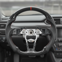 Setir Mobil Mazda MX-5 Miata NC 2006-2015 Model Sport 3 Palang Berbahan Serat Karbon Hydro-Dipped Kulit Hitam Berlubang Jahitan Merah