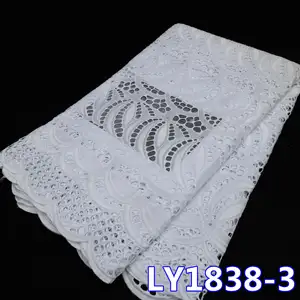 NI.AI tela de encaje de algodón africano blanco elegante encaje de gasa suizo para mujeres bodas bordado diamantes de imitación textil decorativo
