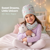 Ensemble 2 pièces bonnet et cache-cou tricoté pour enfants, ajustable, motif animal de dessin animé, pour le ski et les activités de plein air, avec logo personnalisé - Ensembles en jersey chaud à boucles