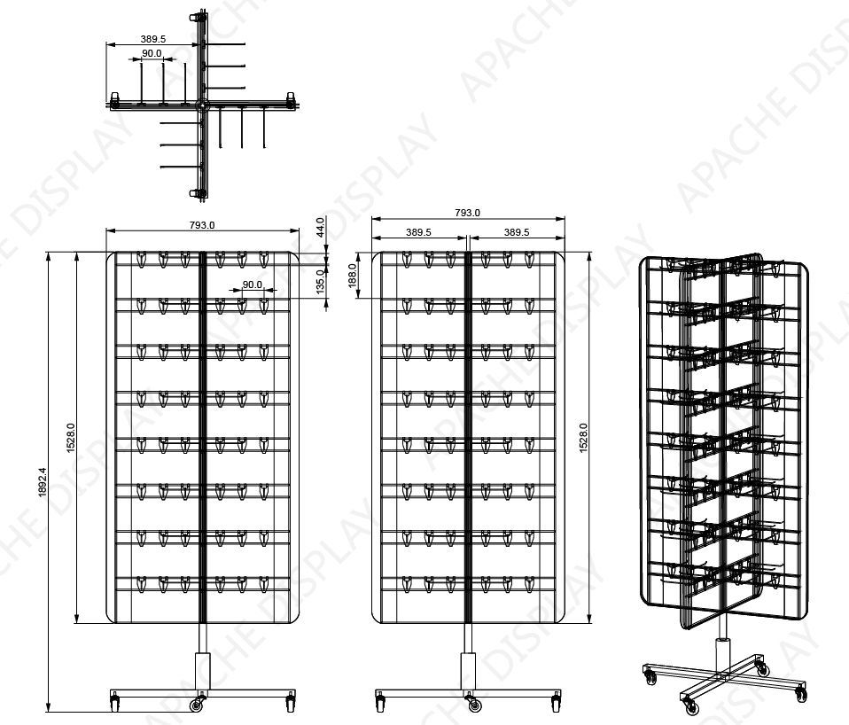 Custom Metal Rotating Hook Display Rack for Dolls Keychains Small Toys Retail & Shop Showcase — view 2