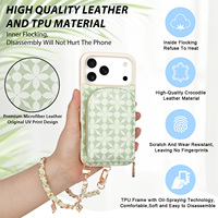 Casing Ponsel Kulit Mikrofiber Mewah Grosir, Anti Air, Anti Benturan, Rantai Logam, Resleting, Multi-Fungsi, Kartu Magnetik
