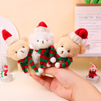 Syal perona pipi lucu Natal, boneka beruang mewah gantungan kunci ornamen liontin dicuci kain katun PP lapisan katun untuk menghilangkan stres