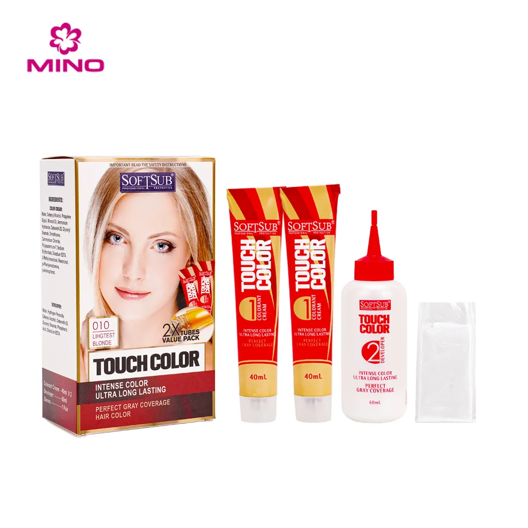 Fábrica OEM private label atacado SOFTSUB TOUCHCOLOR cor do cabelo tubo duplo permanente cor do cabelo