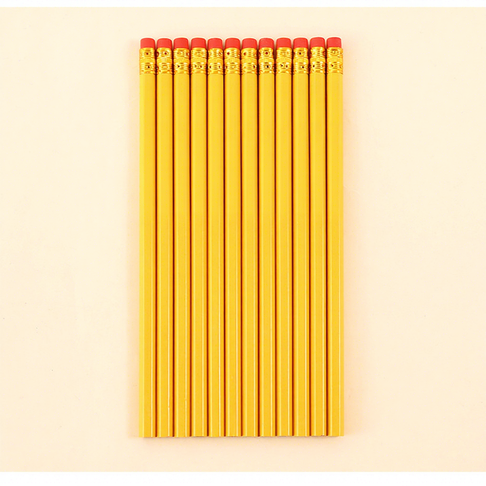 HB Wooden Pencil 12-Piece Yellow/Red Box Packaging Primary School ...