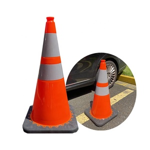 Yansıtıcı bant alanı siyah taban ile 28 ''3.3kg floresan turuncu PVC trafik konisi - Product Image 1