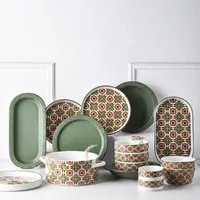 Set di piatti da pranzo in ceramica, Set da 12 pezzi in stile nordico Set da tavola in ceramica, Set da tavola in ceramica di alta qualità