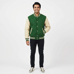Custom Logo Varsity Jacket <b>Leather</b> Sleeves Embroidery Couple College Baseball CollegeBaseballjacket for men - Product Image 1