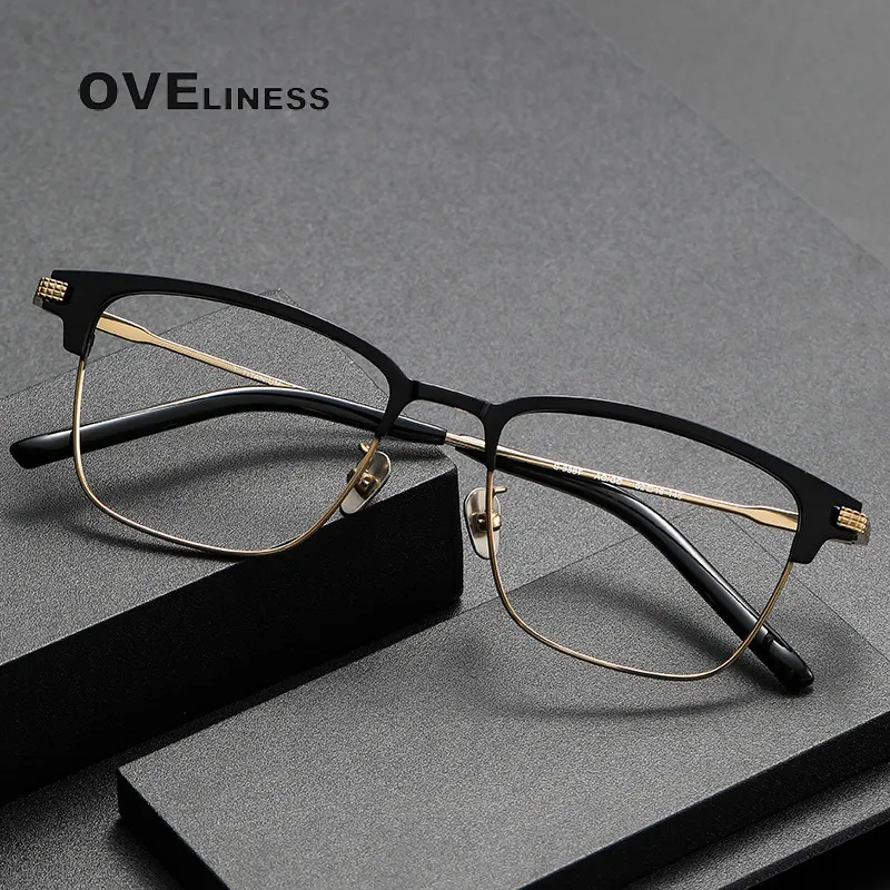 2023ブランドデザイン純チタン眼鏡フレームメンズスクエアヴィンテージ処方眼鏡近視光学眼鏡眼鏡