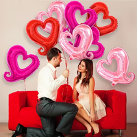 Ensemble de ballons populaire pour la Saint-Valentin et la fête des mères, ballon en aluminium en forme de cœur, ballon en film d'aluminium « Je t'aime », décoration de fête de demande en mariage