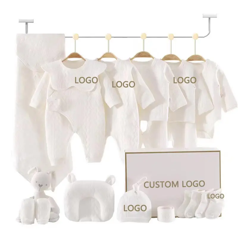wholesale 0-1year all seasons 18-23pcs sleepwear gift package 100% Cotton newborn bodysuit romper baby clothing sets