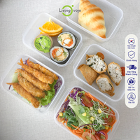 Boîte à lunch rectangulaire portable à 2 compartiments de 1000 ml, couvercle en plastique, finition mate, micro-ondable, respectueuse de l'environnement, style coréen