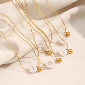 Stilvolle Vintage Edelstahl 18 Karat Gold Gummi Perlen Halskette Zubehör Neu Vielseitig für Europa Amerika Diamant Hauptstein - Product Image 1