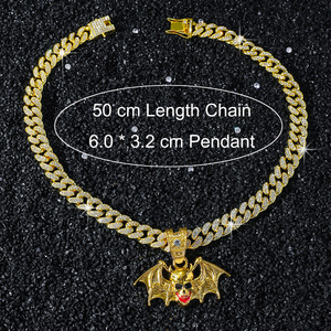 สร้อยคอจี้รูปหัวกะโหลกค้างคาว ซีรีส์ฮาโลวีน ขายดี สร้อยคอเรขาคณิตสไตล์ฮิปฮอปสำหรับผู้ชาย  ขายส่ง - Product Image 5