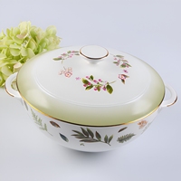 Service de table en porcelaine de qualité supérieure, collection à motif de feuilles, vaisselle en porcelaine fine avec bord doré
