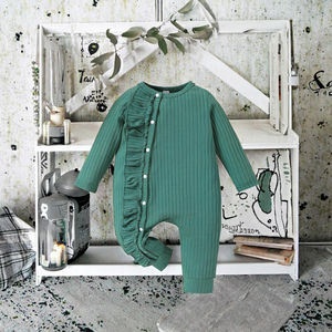 Tutina per Neonati in Tinta Unita con Design in Pizzo, Comoda e Traspirante, Pigiama in Maglia a Maniche Lunghe per 6-9 e 9-12 Mesi - Product Image 3