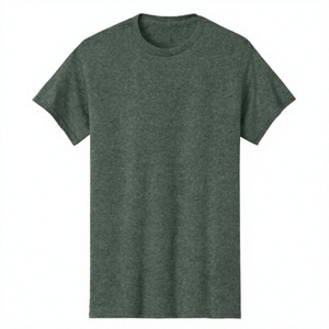 Camiseta de punto de manga corta con cuello redondo para hombre, 100% algodón, ajuste holgado, verde jaspeado liso, estilo casual, ROLEIN, anti-bolitas, de secado rápido - Product Image 1