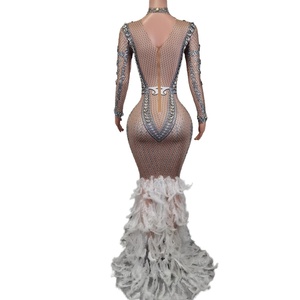 Diamante Formal boda invitados vestidos de noche señora Sexy pluma cena graduación sirena <span class=keywords><strong>Vestido</strong></span> Mujer noche fiesta <span class=keywords><strong>vestido</strong></span> - Product Image 3