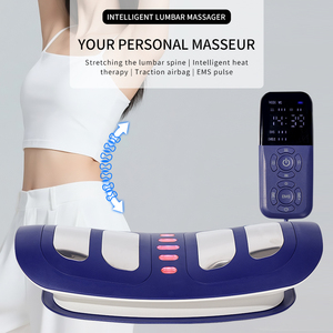 Deep Tissue Electric <strong>Back</strong> Support Waist <strong>Massager</strong> with Heat Vibration &amp; Percussion Pain Relief Lumbar Traction Cushion - Product Image 4