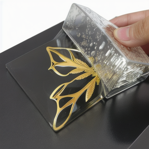 <span class=keywords><strong>Film</strong></span> adhésif personnalisable avec logo imprimé par estampage à chaud, étiquette en verre cristal et métal détachable pour l'emballage - Product Image 4