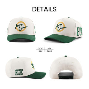 Casquettes de baseball unisexes entièrement personnalisées en gros, 5 panneaux, brodées, en tissu de coton, taille ajustable, bicolores, pour le sport - Product Image 2