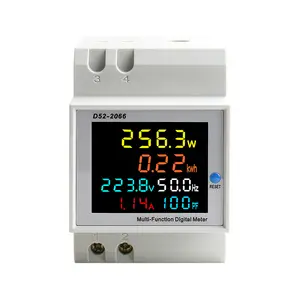 Din Rail Voltase Arus Faktor Daya Frekuensi Monitor Daya Ac Pengukur Frekuensi Tampilan Digital Led Ammeter Tegangan