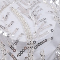 Tissu de luxe blanc pour robe de mariée, en dentelle brodée de perles et de sequins, vente en gros de tissu brodé de sequins pour robe de mariée