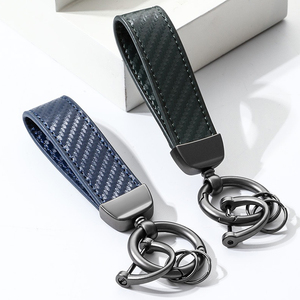 Sợi carbon xe Keychain mùa xuân Keyring tùy chỉnh da <span class=keywords><strong>Key</strong></span> <span class=keywords><strong>Fob</strong></span> Phụ Kiện Xe Hơi Chống mất xe Móc chìa khóa - Product Image 6