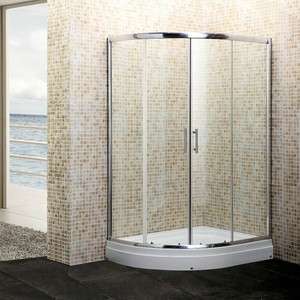 Cabine de douche moderne en verre autoportante avec poignée en acier inoxydable et porte coulissante avec cadre en aluminium-pour hôtels - Product Image 1
