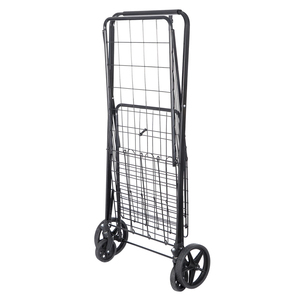 Carrito de Compras Plegable de Metal con Ruedas Giratorias y Cesta Doble - Product Image 3